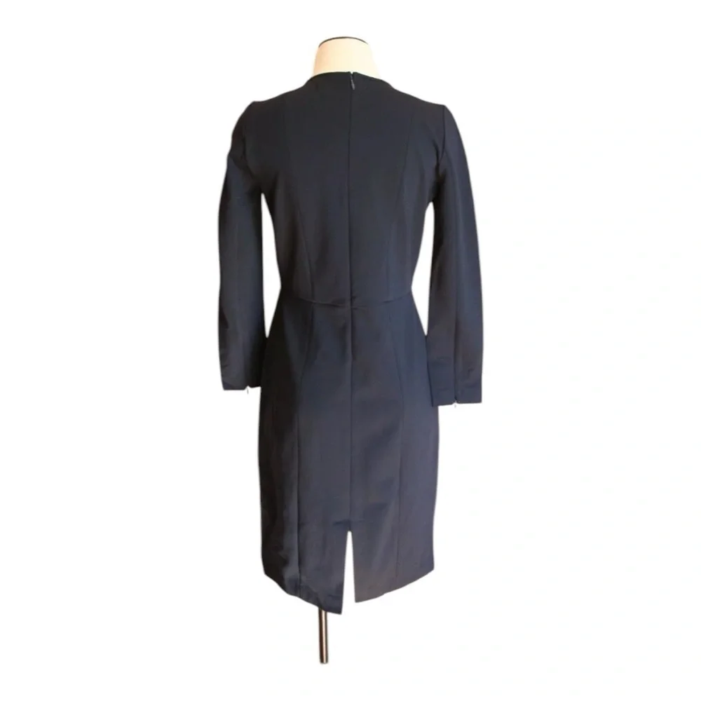 J.Crew Faux Leather Panel Sheath Dress Size 00 Black Bodycon Work Office Chic